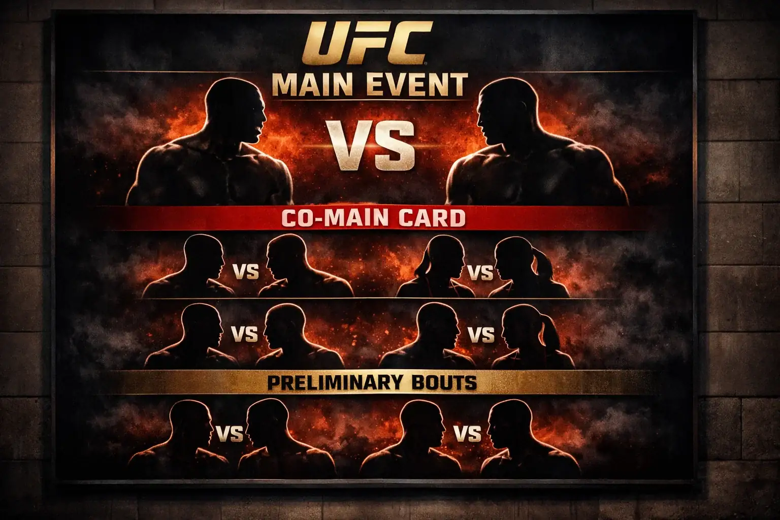 UFC event poster showing fight card lineup