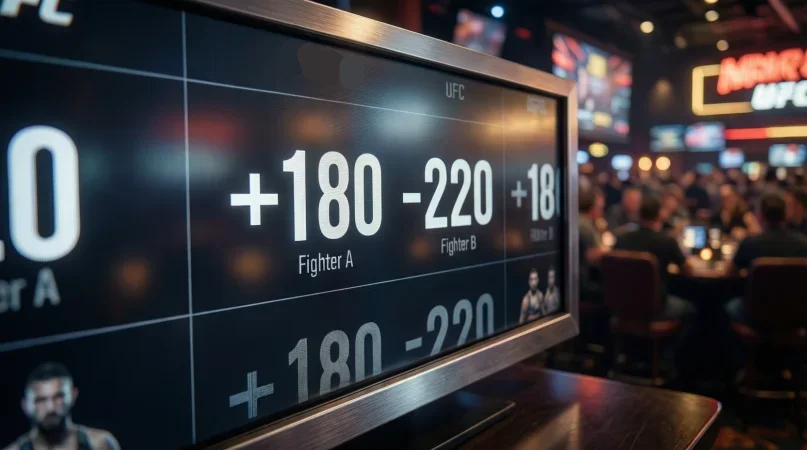 Sportsbook odds display showing UFC moneyline bets