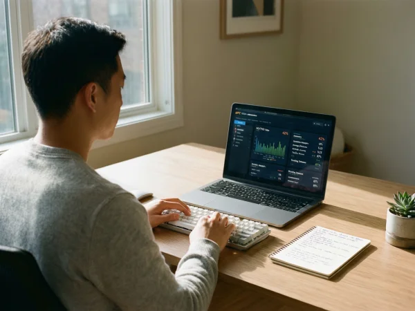 Bettor analyzing UFC fight statistics on laptop